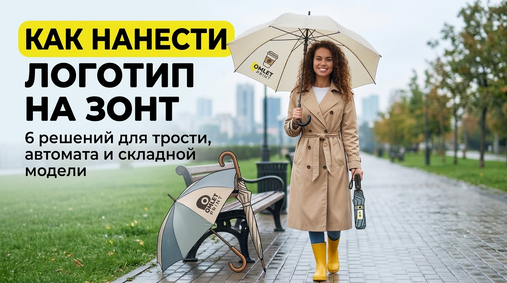 Как нанести логотип на зонт: 6 решений для трости и автомата