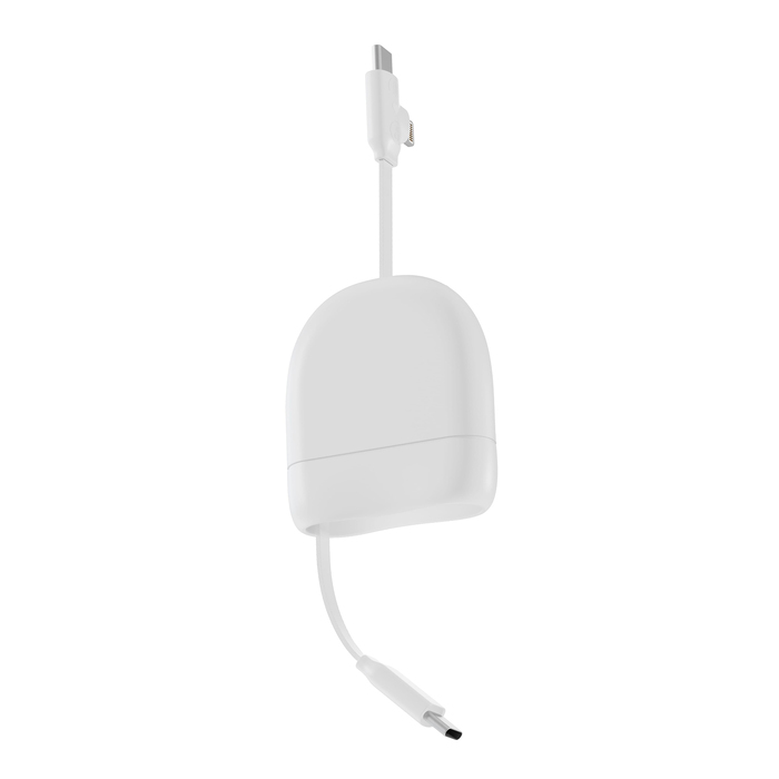 Кабель Xoopar ICE-R с ретрактором 2 в 1, разъёмы USB-C и Lightning, 60 Вт